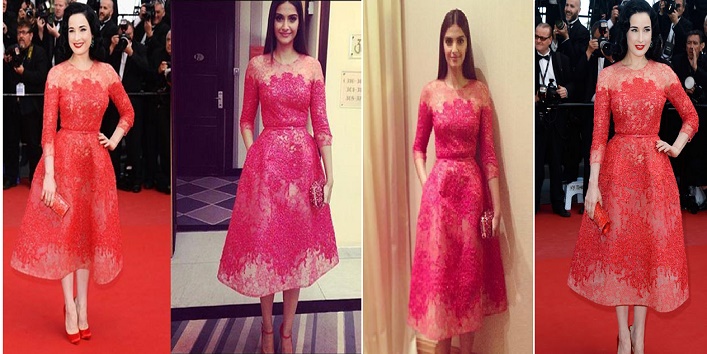 Sonam Kapoor and Dita von teese in Elie Saab